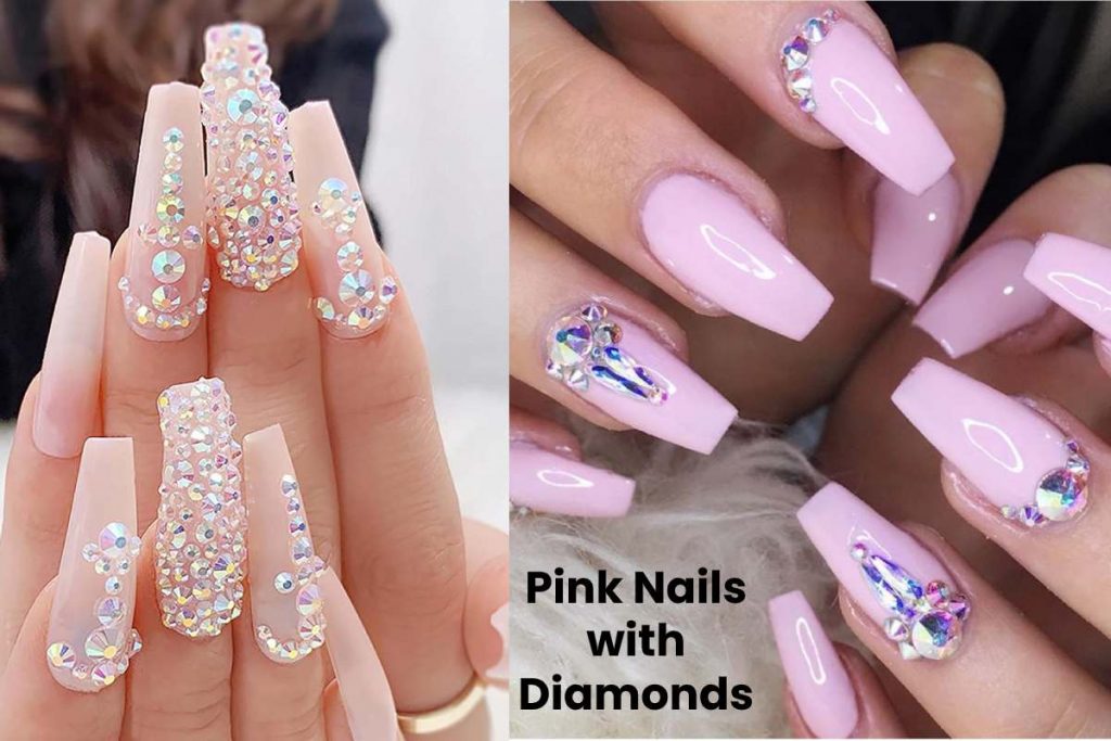 Pink Nails with Diamonds