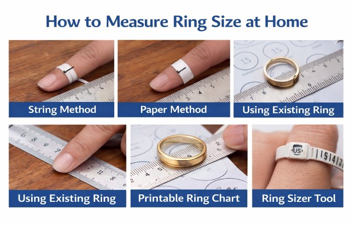  measure ring size using a thread or paper 